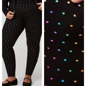🆕️🌈💜💚RAINBOW FOIL HEARTS FULL LENGTH SIGNATURE LEGGINGS WITH POCKETS